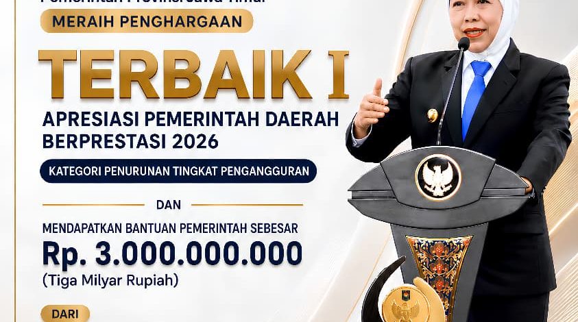 Raih Penghargaan Kemendagri Kategori Pemda Terbaik dalam Penurunan Pengangguran, Gubernur Khofifah: Alhamdulillah, Hasil Sinergi Semua Elemen