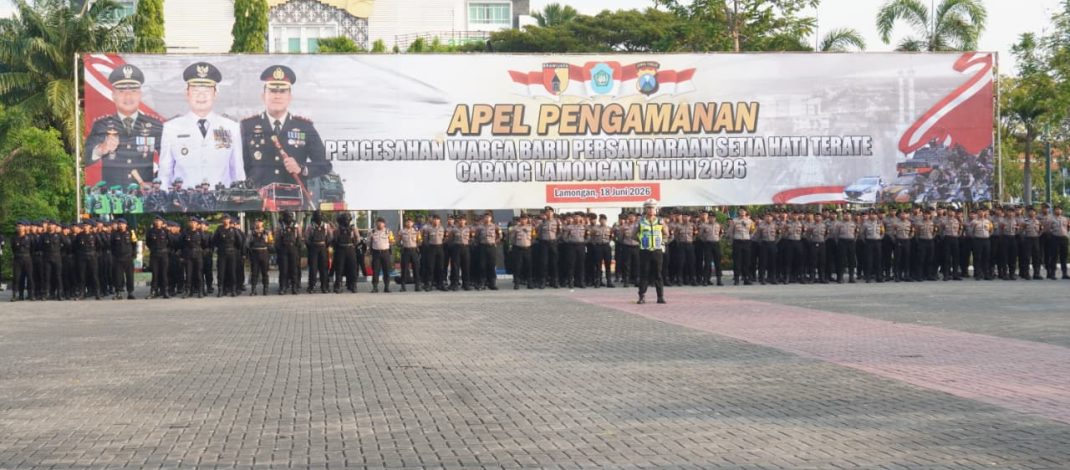 Sinergitas TNI-Polri dan Pemkab Lamongan Terjunkan Personil Gabungan Amankan Pengesahan Warga Baru PSHT 2026