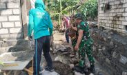 Pra TMMD Resmi Dibuka, Personel Kodim 0812/LamonganTancap Gas Normalisasi Sungai dan Bangun TPT di Desa Tlemang