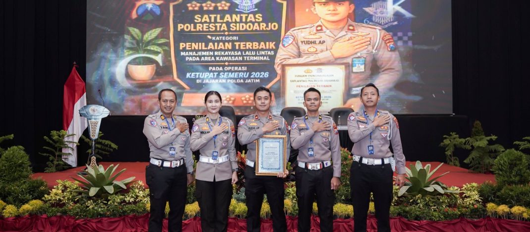Satlantas Polresta Sidoarjo Raih Penilaian Terbaik Manajemen Lalin Kawasan Terminal di Operasi Ketupat Semeru