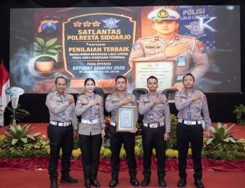 Satlantas Polresta Sidoarjo Raih Penilaian Terbaik Manajemen Lalin Kawasan Terminal di Operasi Ketupat Semeru